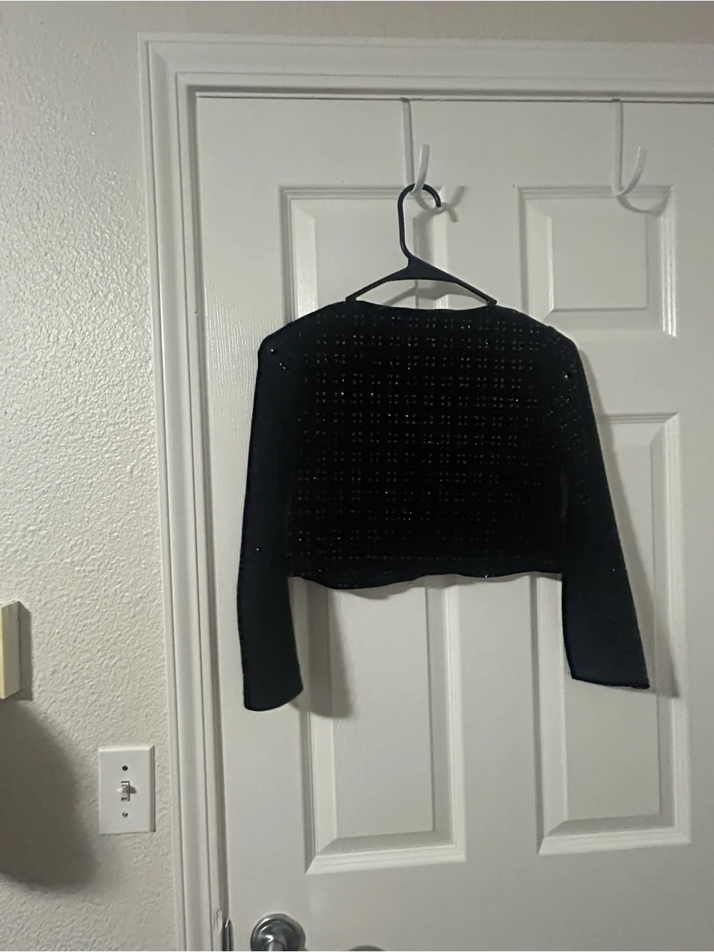 h.i.p. Black Cropped Cardigan with Pearl Buttons